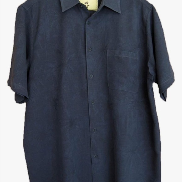 Island Republic 100% Silk Palm Tree Printed Jacquard Button Up Camp Shirt - Picture 10 of 11